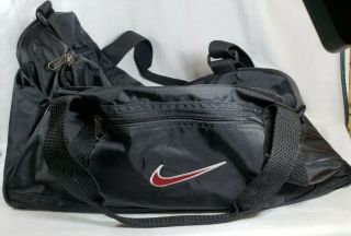 Vintage 90s Nike White Tag Gym Bag Duffel Bag Black Red Nylon Vintage Zippers