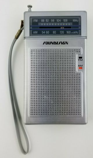 Vintage Soundesign Amfm Pocket Radio Model No.  2147 (a) Silver Transistor
