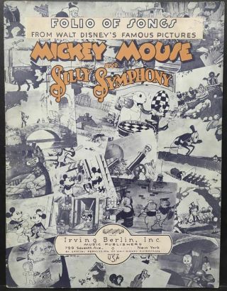 Mickey Mouse & Silly Symphony Vintage 1934 Sheet Music Disney Folio Of Songs