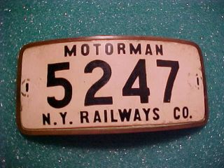 Vintage York Railways Company Railroad Motorman Hat Badge White