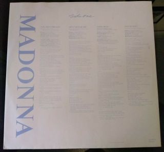 Madonna ‎True Blue Vinyl LP Album 80s 1986 Dance Synth Pop Classic Vintage 3