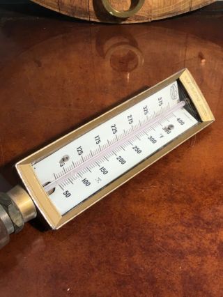Vintage Brass & Copper Wash Weksler Of York Vertical Steam Thermometer