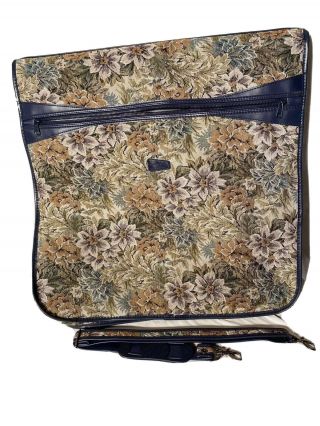 Vintage Pierre Cardin Garment Bag Luggage Hanging Suit Multi - Color Floral Tweed