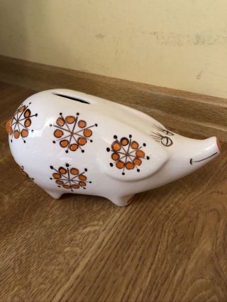 Arthur Wood Vintage Large Hand Painted Pottery Piggy Bank – 7ins 1970 Kitsch