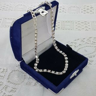 Vintage Style Sparkly Necklace Silver Tone Collar/choker Single Row Wedding Cute
