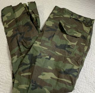 Vintage Woodland Camouflage Camo Cotton Pants Men Hunting Outdoors Size 40x26