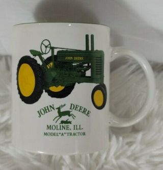 John Deere Vintage Coffee Cup/mug Moline Ill.  Model " A " Tractor Euc