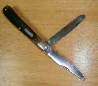 Vintage Schrade Old Timer Bearhead Trapper Folding Pocket Knife 960t W/tools Usa