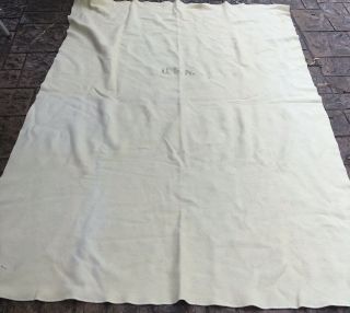Vintage Wwii U.  S.  Navy Issue 100 Wool 58 " X 75 " Creme Color Bed Cot Blanket Usa