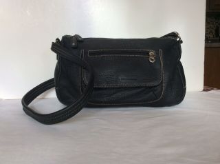 Vintage Stone Mountain Handbag Shoulder Black Pebbled Leather