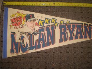 1992 Vintage Texas Rangers Nolan Ryan Texas Heat 34 Full Size Pennant Ship Fast