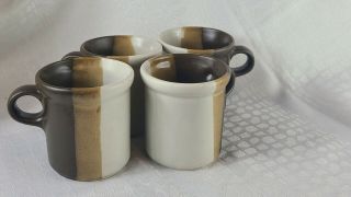 4 Vintage 1978 Mccoy Pottery 1412 Sandstone 3 1/2 " Cups Mugs Coffee Tea