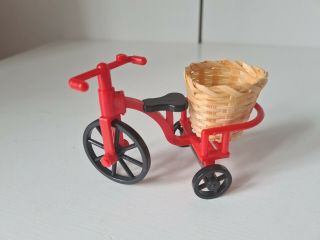 Sylvanian Families Tomy Vintage Red Tricycle Bike With Wicker Basket