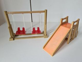 Sylvanian Families Vintage Double Swing & Slide Playground Complete Set Tomy 2
