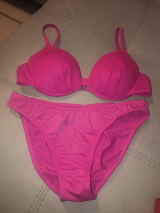 90’s Rare Posing Vintage B Venus Brazil Hi Cut Bikini Pink Pu Cheeky Sexy Swim 8