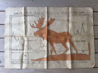 Antique Vintage Primitive Burlap Rug Hooking Garretts Bluenose Moose Canada