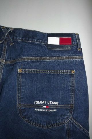 Tommy Hilfiger Mens 40 X 21 Vintage Denim Jean Shorts Blue 100 Cotton Flag P304