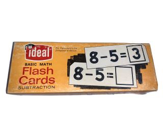 Vintage Ideal School Supply Co Subtraction Flash Cards No.  7787 Complete Box Set