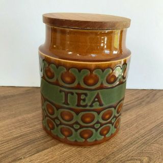 Vintage Hornsea Pottery Bronte Large Tea Canister Storage Jar With Lid 6 " Tall