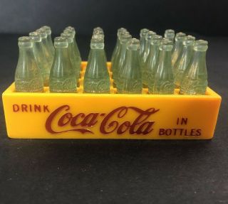 Vintage Miniature Plastic Coca Cola Coke Crate With 24 Tiny Bottles Advert Promo