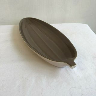 Poole Pottery Leaf Shaped Dish Tray Pin Bon Bons 31cm Long Beige Brown