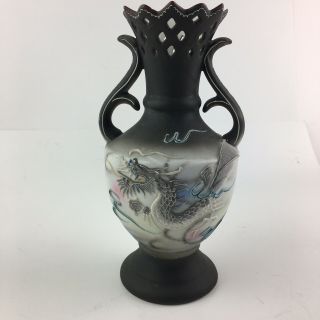 Craftsman China Moriage Hand Painted Dragonware 8 " Vase Vintage Gray Tones
