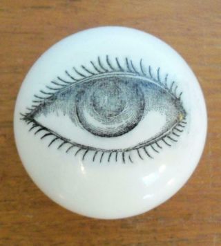 Vintage Mcm Eyeball Paperweight Eye On White Globe 2 7/8 "