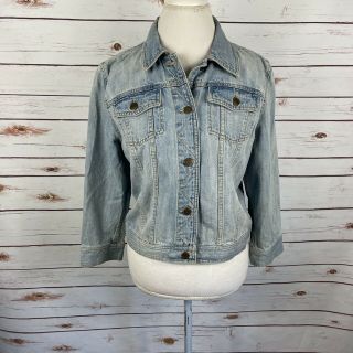 Vintage Ralph Lauren Washed Denim Button Front Long Sleeve Jean Jacket Size L