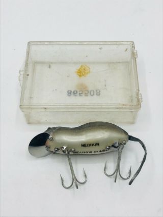 Rare Wood Heddon Gray Meadow Mouse Fishing Lure 3 "
