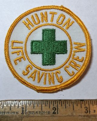 Vintage Hunton Life Saving Crew Patch Roanoke Virginia Green Cross Emergency Emt