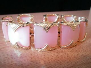 Vintage Coro Pink Moon Glow Link Bracelet - 56 Grams