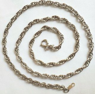 Vtg 18 " Rhodium Over Sterling Silver Rope Chain Link Necklace - Ajc Sterling Co.