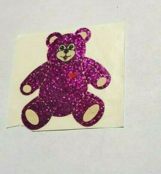 Vintage 1 Personal Expressions Purple Glitter Bear Sticker Mod 2 " 1980s Heart
