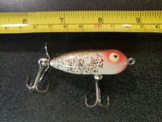 Vintage Heddon Tiny Torpedo Fishing Lure Silver Flitter