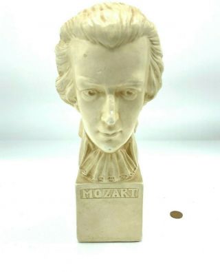 Vintage Mozart Bust Piano Statue Decor Plaster