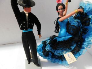Vtg Dolls 7.  5” Tall Marin Chiclana Spanish Flamenco Dancers Matador Guitar Spain