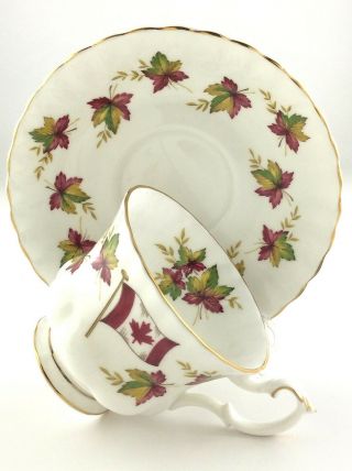 Vintage Teacup And Saucer Royal Albert Canada Fine Bone China England Maple T390