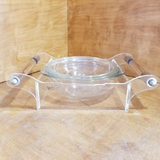 Vintage Grainware Lucite And Chrome Carrier/serving Tray W/bowl