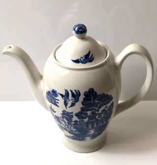 Vintage Woods Ware Coffee / Tea Pot Willow Design White And Blue