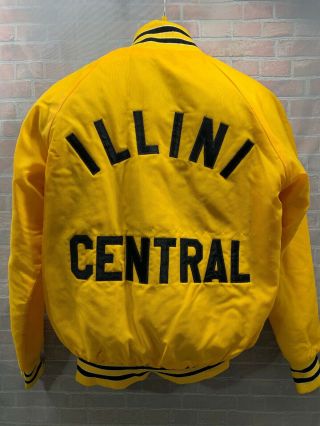 Vintage Illini Central Abby Stadium Satin Jacket Size M Yellow Black