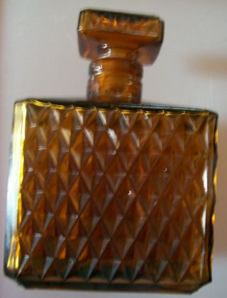 Vintage retro Amber Glass Diamond Cut Square Bottle Decanter with top/stopper 3