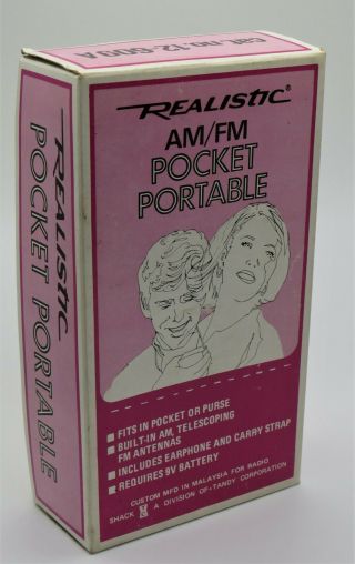 Vintage Realistic Am/fm Pocket Portable Transistor Radio