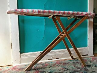 Antique Wooden Ironing Board Folding Table Primitive Mid - Century Vintage Mcm