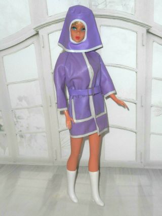 Vintage Barbie Clone Maddie Mod Slick Chick 1726 Purple Raincoat Hat Belt Boots