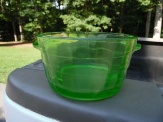 Vintage Hocking Block Optic Green Depression Uranium Glass Short Ice Bucket/tub