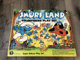 1981 Vintage Colorforms Smurf Land Deluxe Mushroom House Play Set