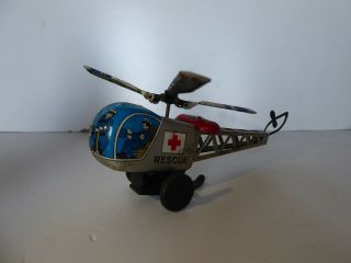 Vintage Tinplate Rescue Helicopter Push - Along