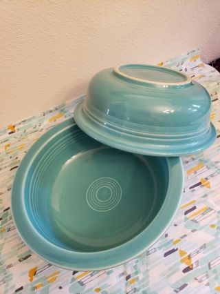 2/ Turquoise 1 Vintage 1 Cont.  Homer Laughlin Fiesta Ware Serving Bowls 8.  5”