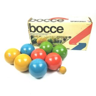 Vintage 1981 Sportcraft Bocce Ball Set W/ Box Made In Italy