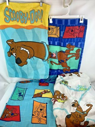 Vintage 1999 Scooby Doo & Shaggy Flat & Fitted Sheets Twin,  2 Pillowcases Usa